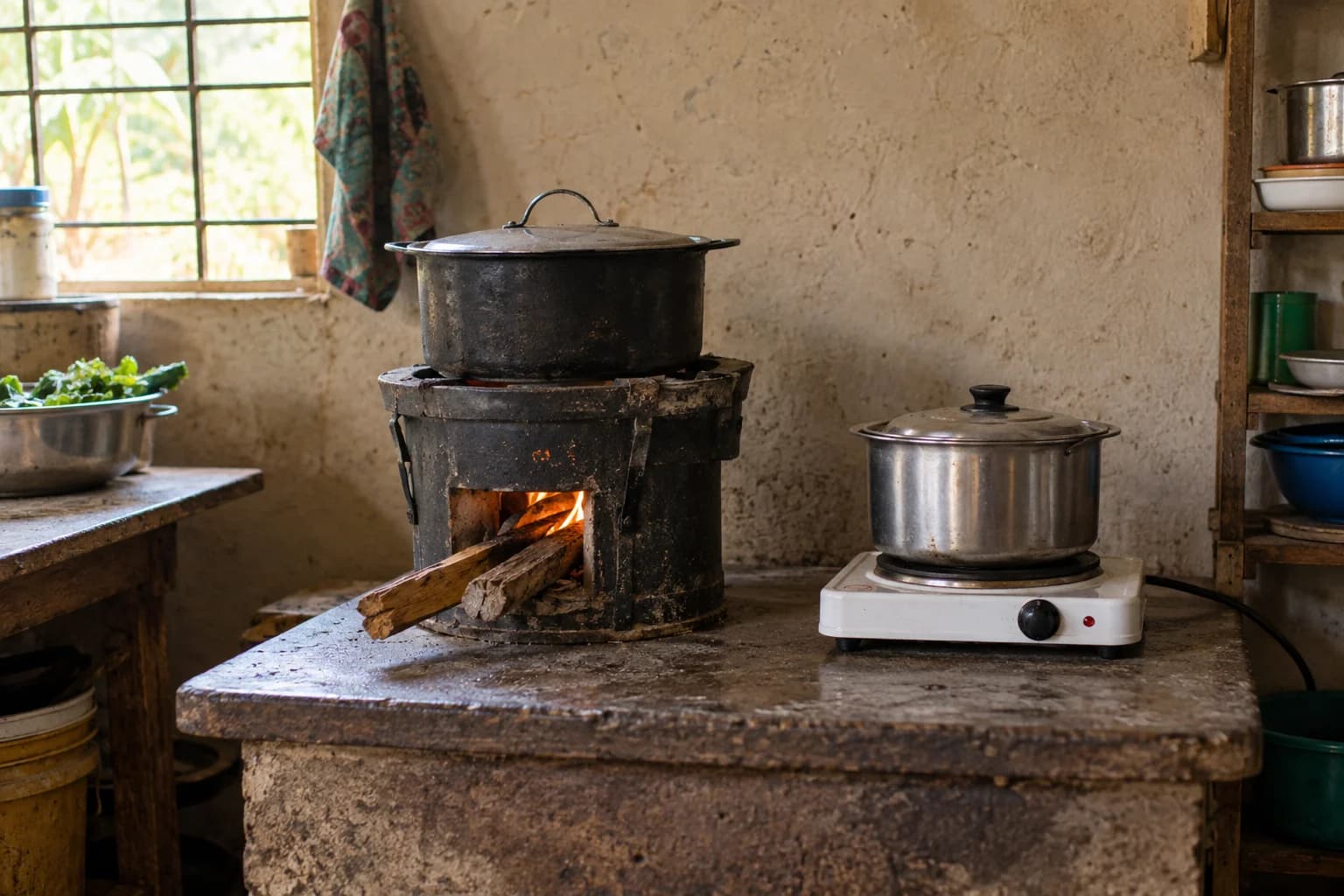 Illustrative household cooking technologies in a home kitchen; not a photograph of a Supacare project.